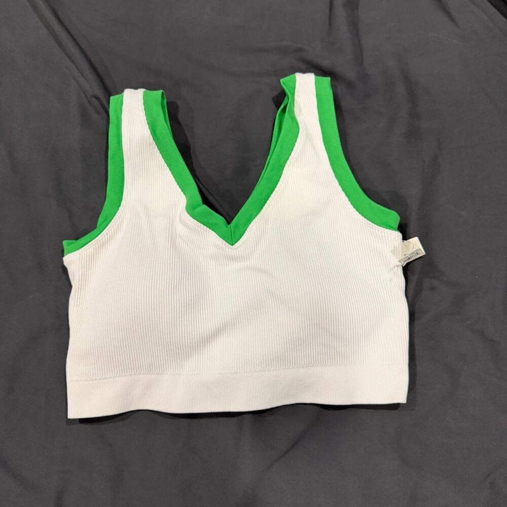 OFFLINE Aerie Real Me Longline Sports Bra Padded White Green XXL